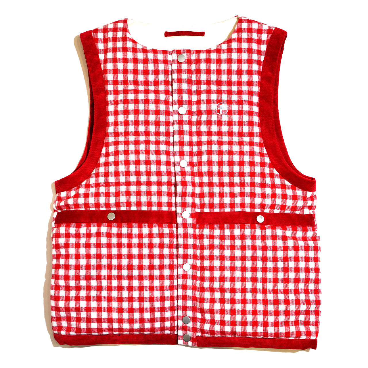 Revercible Checker Down Vest / Red