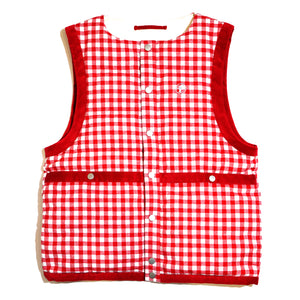 Revercible Checker Down Vest / Red